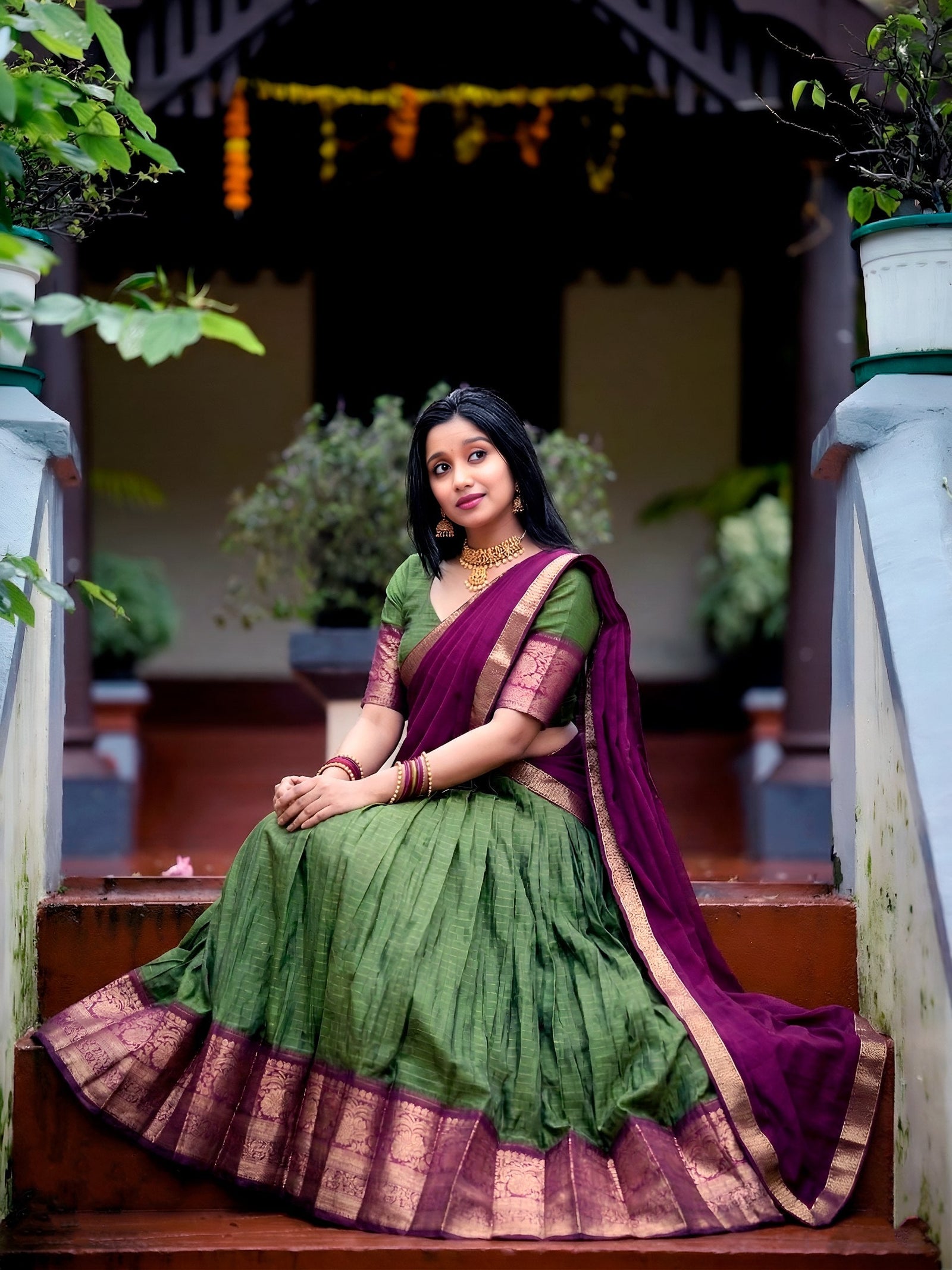 Chex Zari Weaving Lehenga Set ClothsVilla