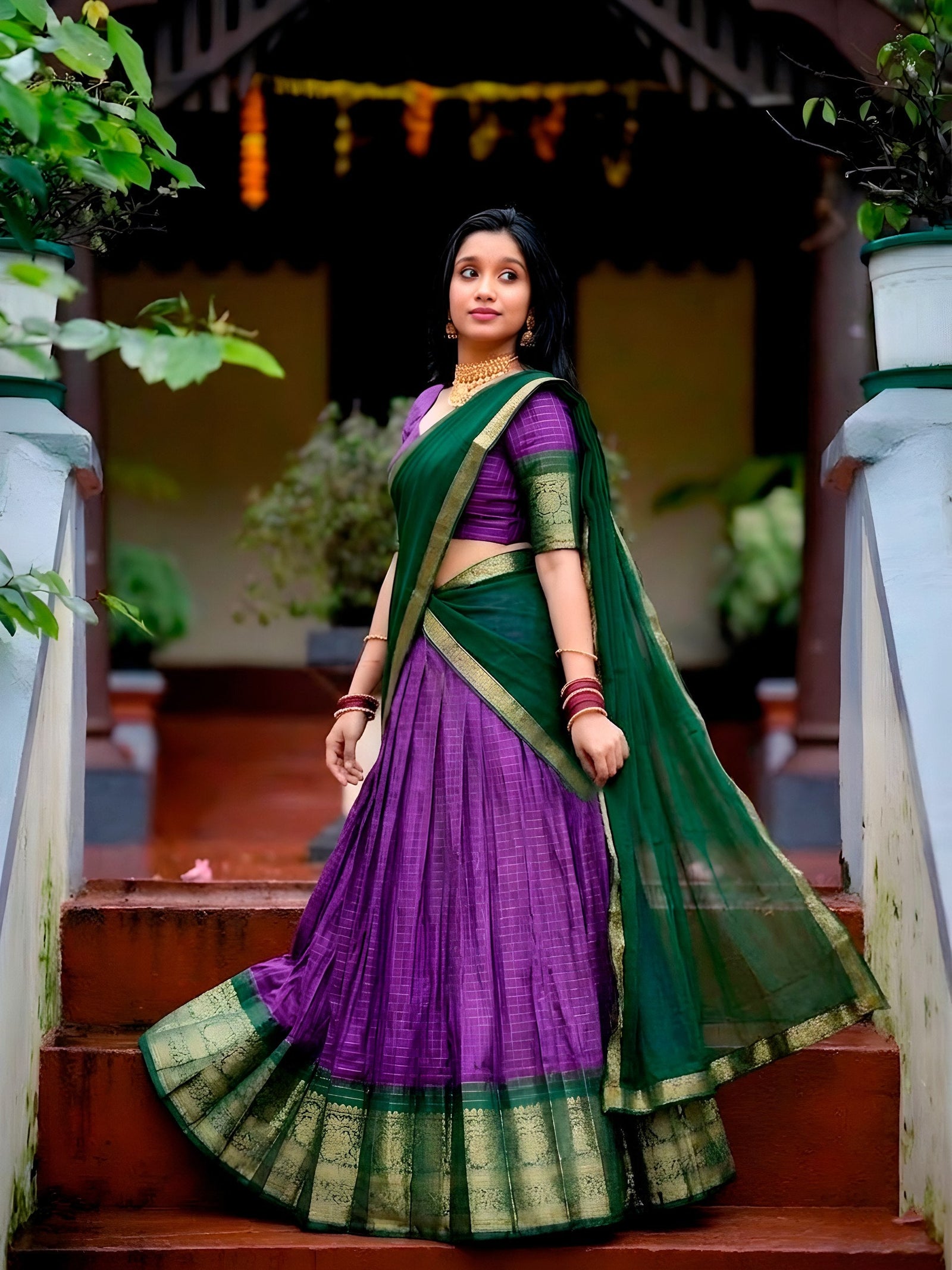 Chex Zari Weaving Lehenga Set ClothsVilla