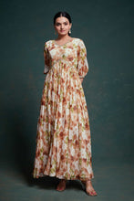 Load image into Gallery viewer, Chic Brown Georgette Dress with Elegant Prints – Ready to Wear ClothsVilla