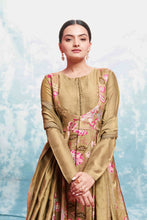 Load image into Gallery viewer, Chic Olive Muslin Dress with Printed Work and Georgette Dupatta – Ready to Wear ClothsVilla