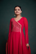 Load image into Gallery viewer, Chic Red Georgette Dress with Elegant Prints – Ready to Wear ClothsVilla