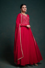 Load image into Gallery viewer, Chic Red Georgette Dress with Elegant Prints – Ready to Wear ClothsVilla