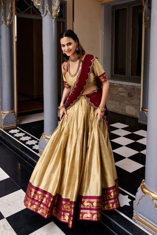 Chiku Cotton Silk Lehenga Set ClothsVilla
