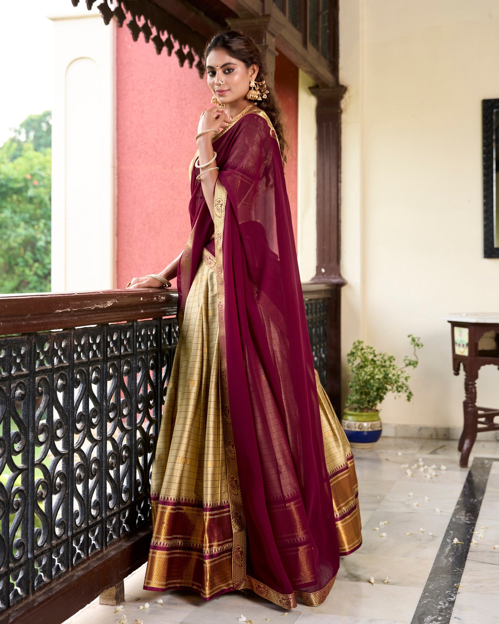 Chiku Cotton Silk Paithani Weaving Lehenga Set – A Timeless Cultural Elegance