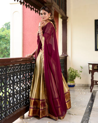 Chiku Cotton Silk Paithani Weaving Lehenga Set – A Timeless Cultural Elegance