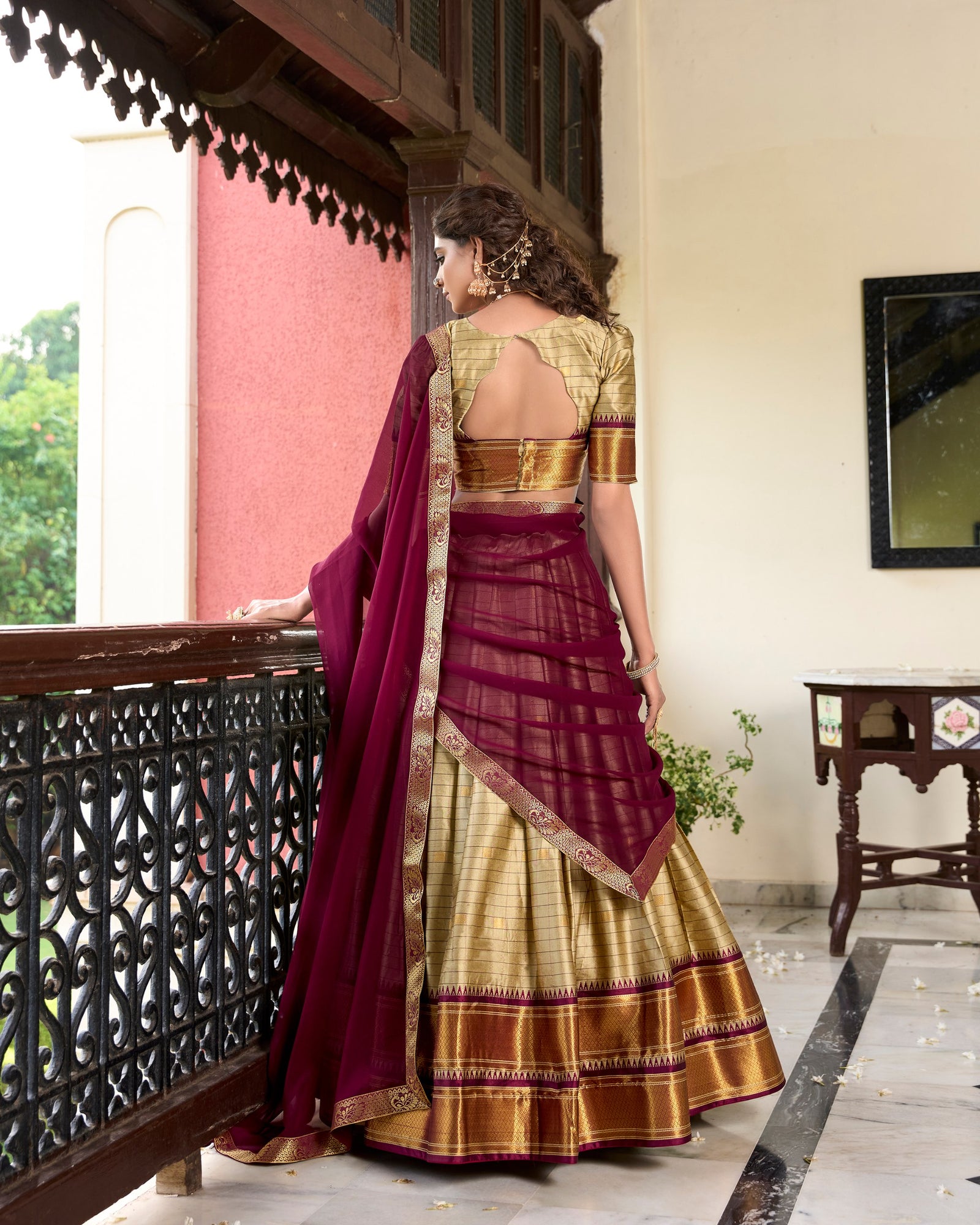 Chiku Cotton Silk Paithani Weaving Lehenga Set – A Timeless Cultural Elegance