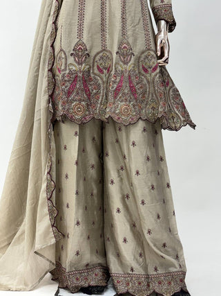 Chiku Elegant Chinon Embroidered Suit Set – Full Stitched ClothsVilla