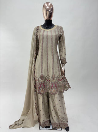 Chiku Elegant Chinon Embroidered Suit Set – Full Stitched ClothsVilla