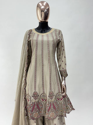 Chiku Elegant Chinon Embroidered Suit Set – Full Stitched ClothsVilla