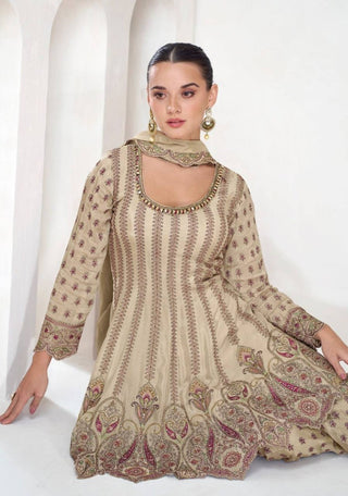 Chiku Elegant Chinon Embroidered Suit Set – Full Stitched ClothsVilla