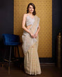 Load image into Gallery viewer, Chiku Elegant &amp; Gold-Toned Ikat Woven Saree with Zari Border ClothsVilla