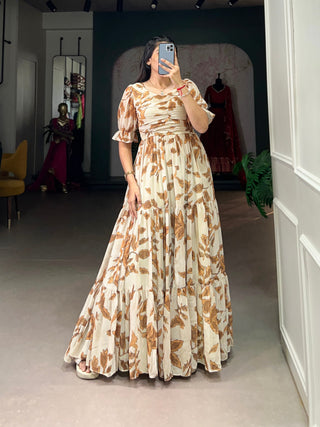 Chiku Graceful Printed Georgette Gown with 10-Meter Flair – Elegant Comfort