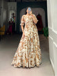 Load image into Gallery viewer, Chiku Graceful Printed Georgette Gown with 10-Meter Flair – Elegant Comfort
