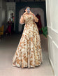 Load image into Gallery viewer, Chiku Graceful Printed Georgette Gown with 10-Meter Flair – Elegant Comfort