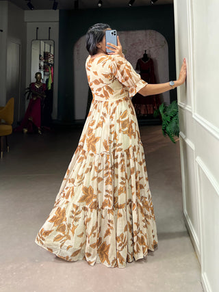 Chiku Graceful Printed Georgette Gown with 10-Meter Flair – Elegant Comfort