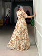 Load image into Gallery viewer, Chiku Graceful Printed Georgette Gown with 10-Meter Flair – Elegant Comfort