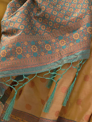 Chiku Graceful Woven Banarasi Silk Blend Saree with Tassel Detailing ClothsVilla