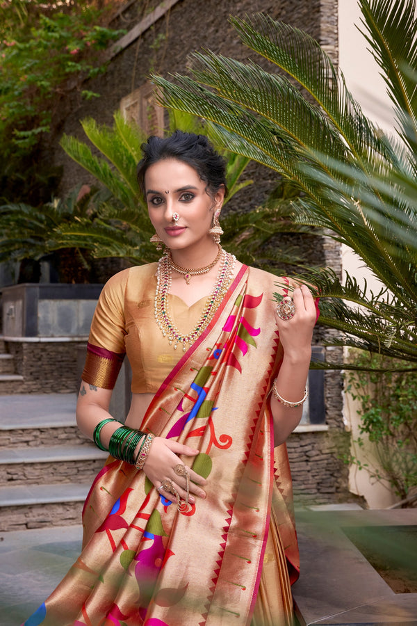 Chiku Traditional Paithani Jacquard Silk Lehenga Set with Zari Weaving & Tassel Dupatta – Stitched ClothsVilla