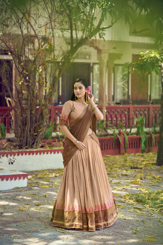 Chiku Zari Border Lehenga Choli ClothsVilla