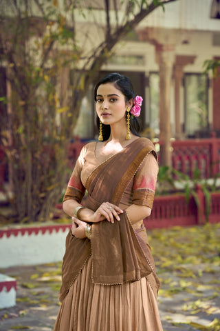 Chiku Zari Border Lehenga Choli ClothsVilla