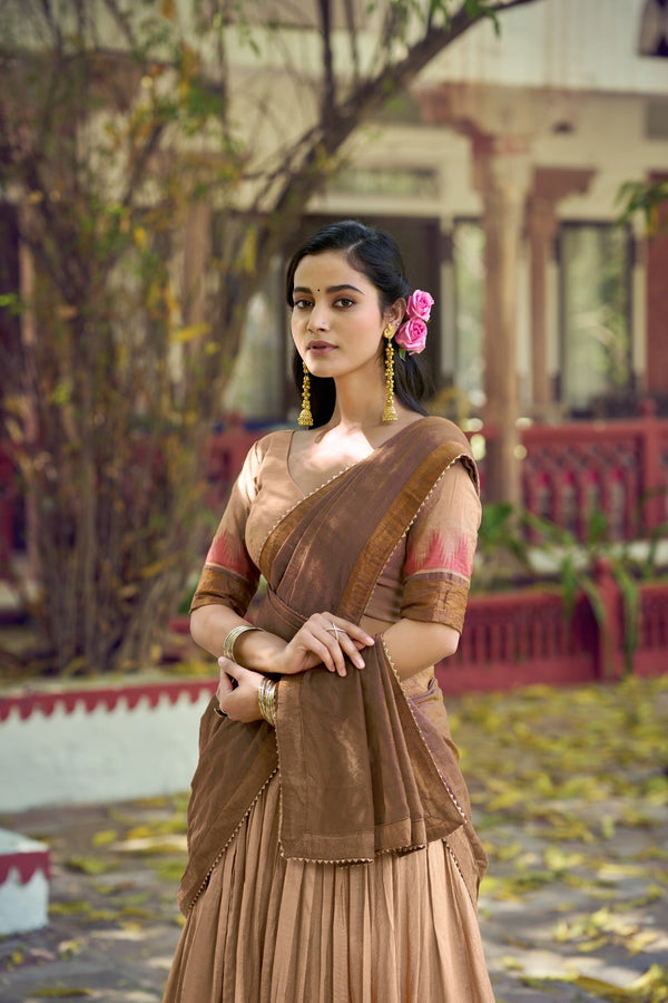 Chiku Zari Border Lehenga Choli ClothsVilla