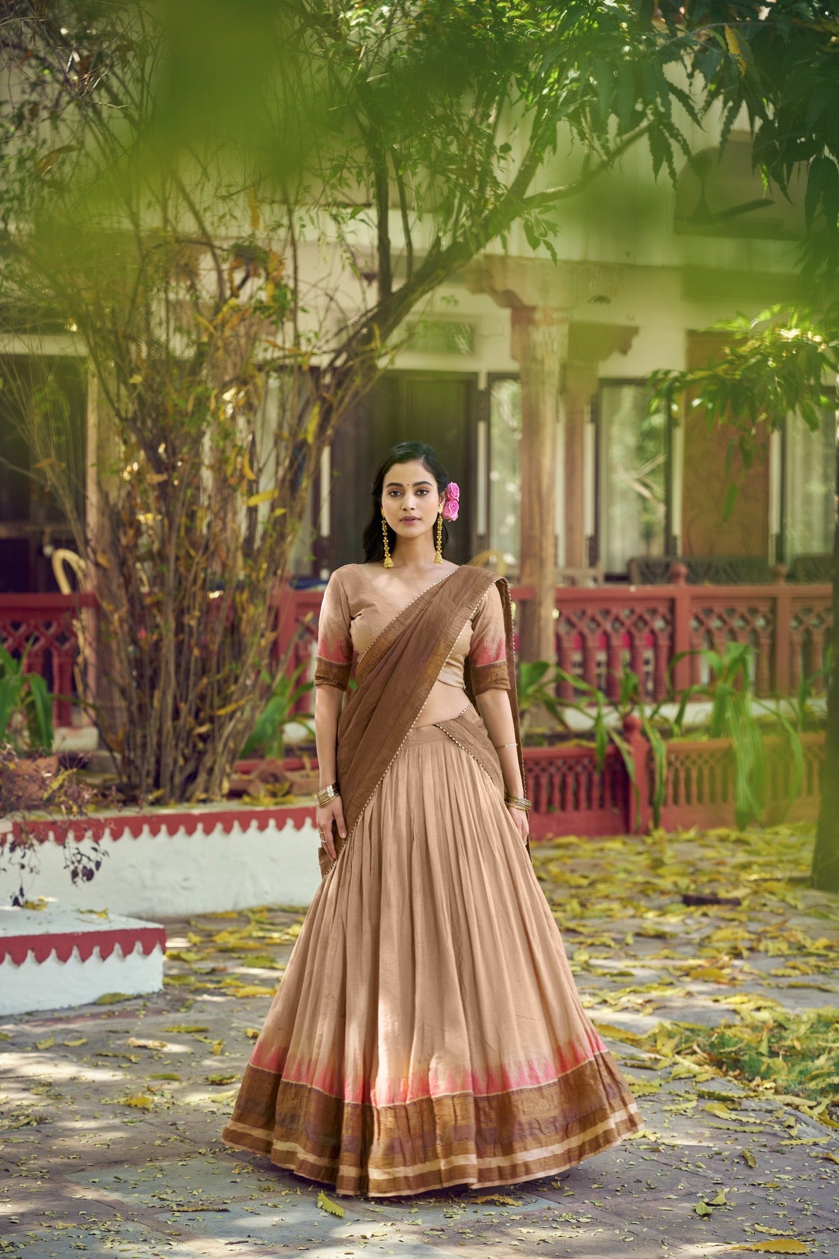 Chiku Zari Border Lehenga Choli ClothsVilla