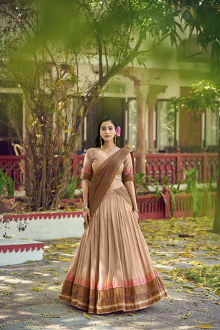 Chiku Zari Border Lehenga Choli ClothsVilla