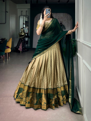 Chiku Zari Weaving Cotton Lehenga Set ClothsVilla
