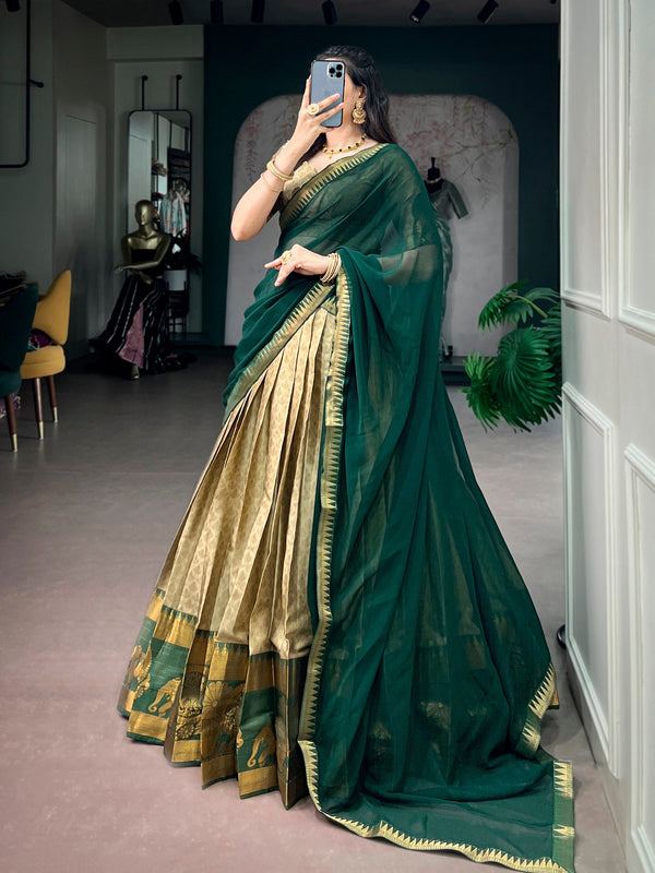 Chiku Zari Weaving Cotton Lehenga Set ClothsVilla