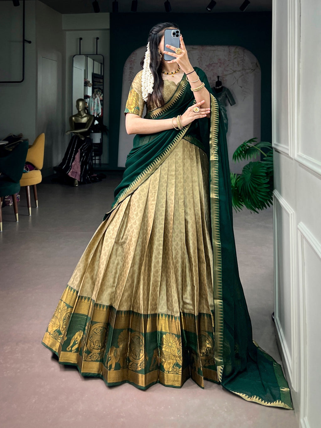 Chiku Zari Weaving Cotton Lehenga Set ClothsVilla