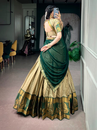 Chiku Zari Weaving Cotton Lehenga Set ClothsVilla