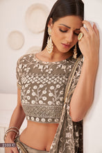 Load image into Gallery viewer, Chocolate Brown Elegant Butterfly Net Lehenga with Intricate Embroidery ClothsVilla