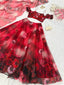 Red Handpaint Georgette Fishcut Lehenga Choli ClothsVilla