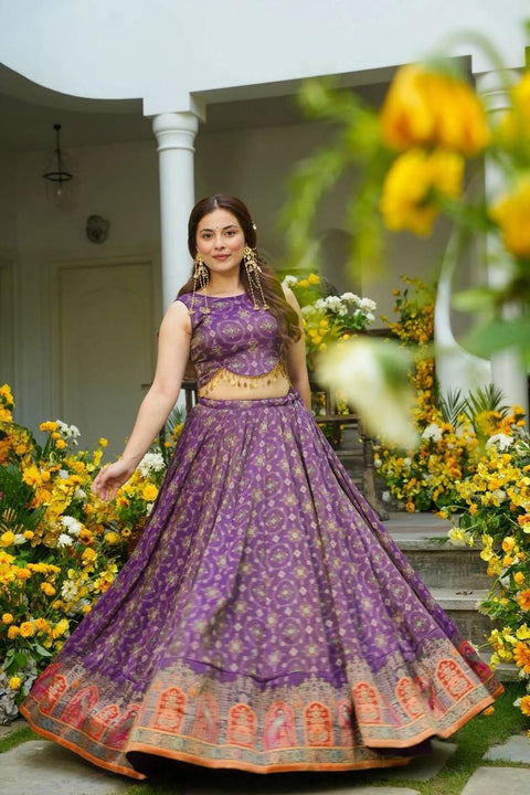 Purple Printed Organza Lehenga Choli ClothsVilla Main image