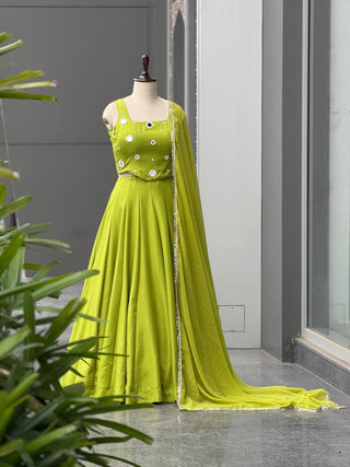 Rayon Cotton Mirror Work Lehenga Choli ClothsVilla