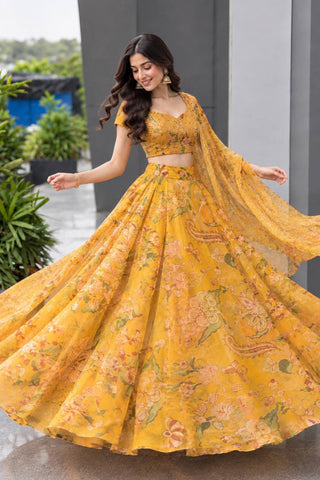 Printed Organza Sequin Embroidered Lehenga Choli ClothsVilla