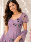 Lavender Handpaint Georgette Anarkali Suit ClothsVilla