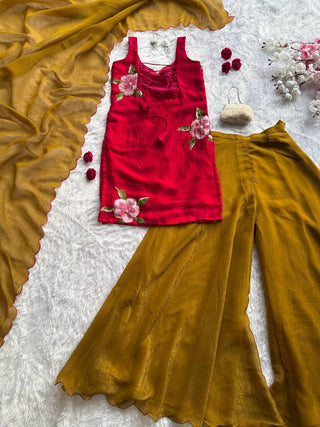 Printed Organza Silk Anarkali Gown with Lace Dupatta ClothsVilla