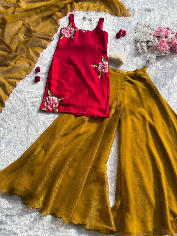 Printed Organza Silk Anarkali Gown with Lace Dupatta ClothsVilla