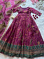 Multicolor Printed Organza Pleated Anarkali Gown with Dupatta ClothsVilla