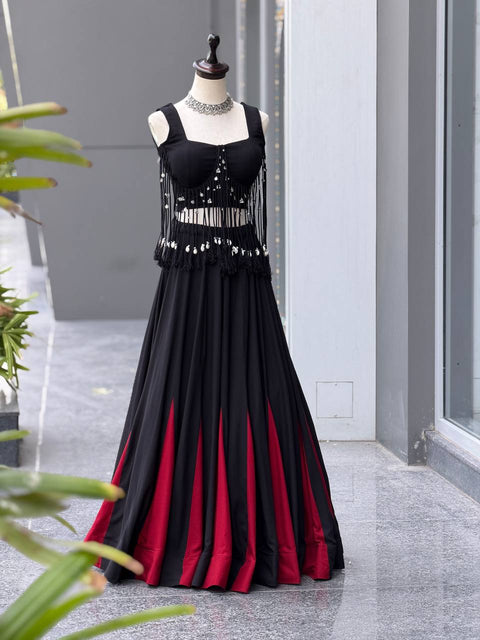 Black & Rani Pink Cotton Lehenga Choli ClothsVilla Main image