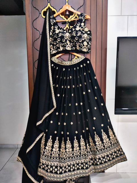 Clothsvilla Black Lehenga Choli Set for Girls and Women Main image