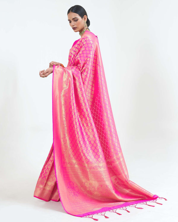 Fuscia Pink Woven Kanjivaram Silk Saree : Limited Edition Clothsvilla