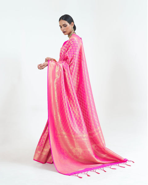Fuscia Pink Woven Kanjivaram Silk Saree : Limited Edition Clothsvilla Main image