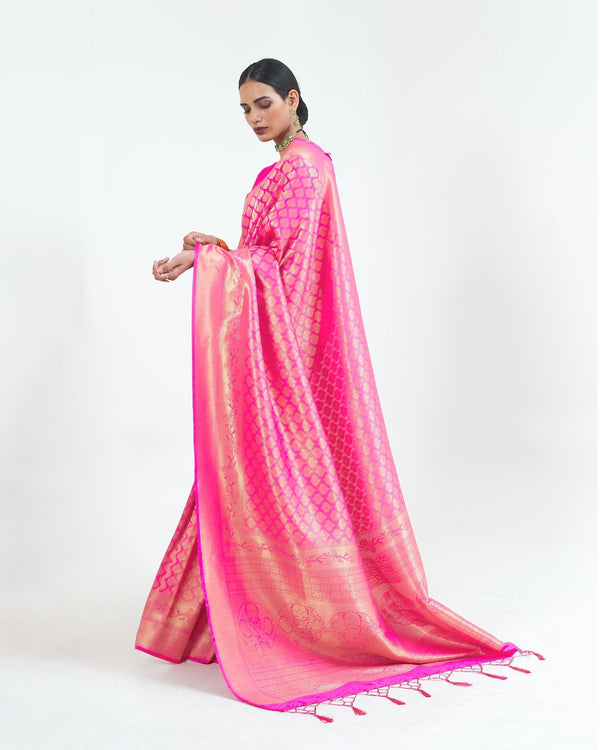 Fuscia Pink Woven Kanjivaram Silk Saree : Limited Edition Clothsvilla
