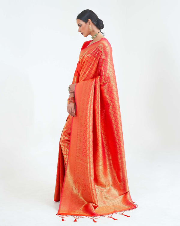 Ferrari Red Woven Kanjivaram Silk Saree : Limited Edition Clothsvilla