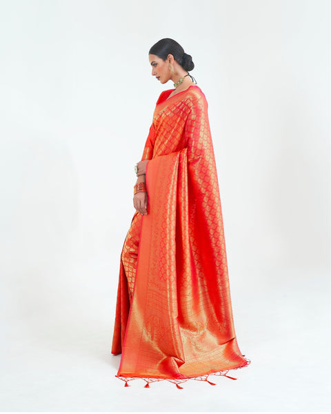 Ferrari Red Woven Kanjivaram Silk Saree : Limited Edition Clothsvilla Main image