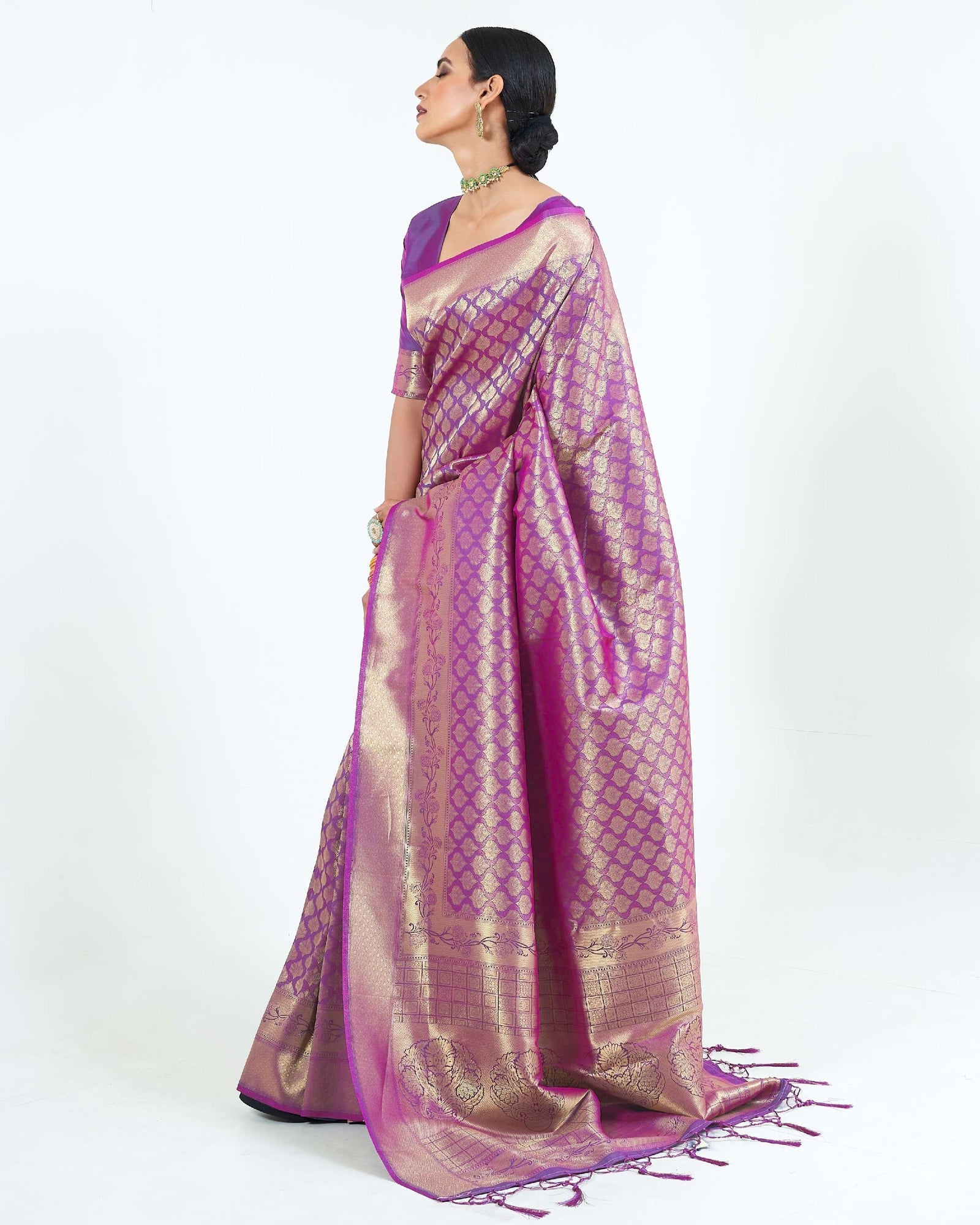 Deep Purple Woven Kanjivaram Silk Saree : Limited Edition Clothsvilla