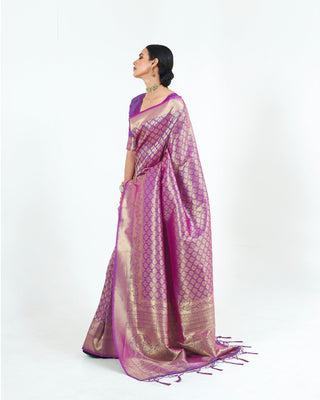 Deep Purple Woven Kanjivaram Silk Saree : Limited Edition Clothsvilla