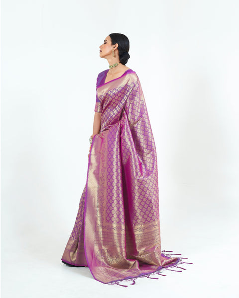 Deep Purple Woven Kanjivaram Silk Saree : Limited Edition Clothsvilla Main image
